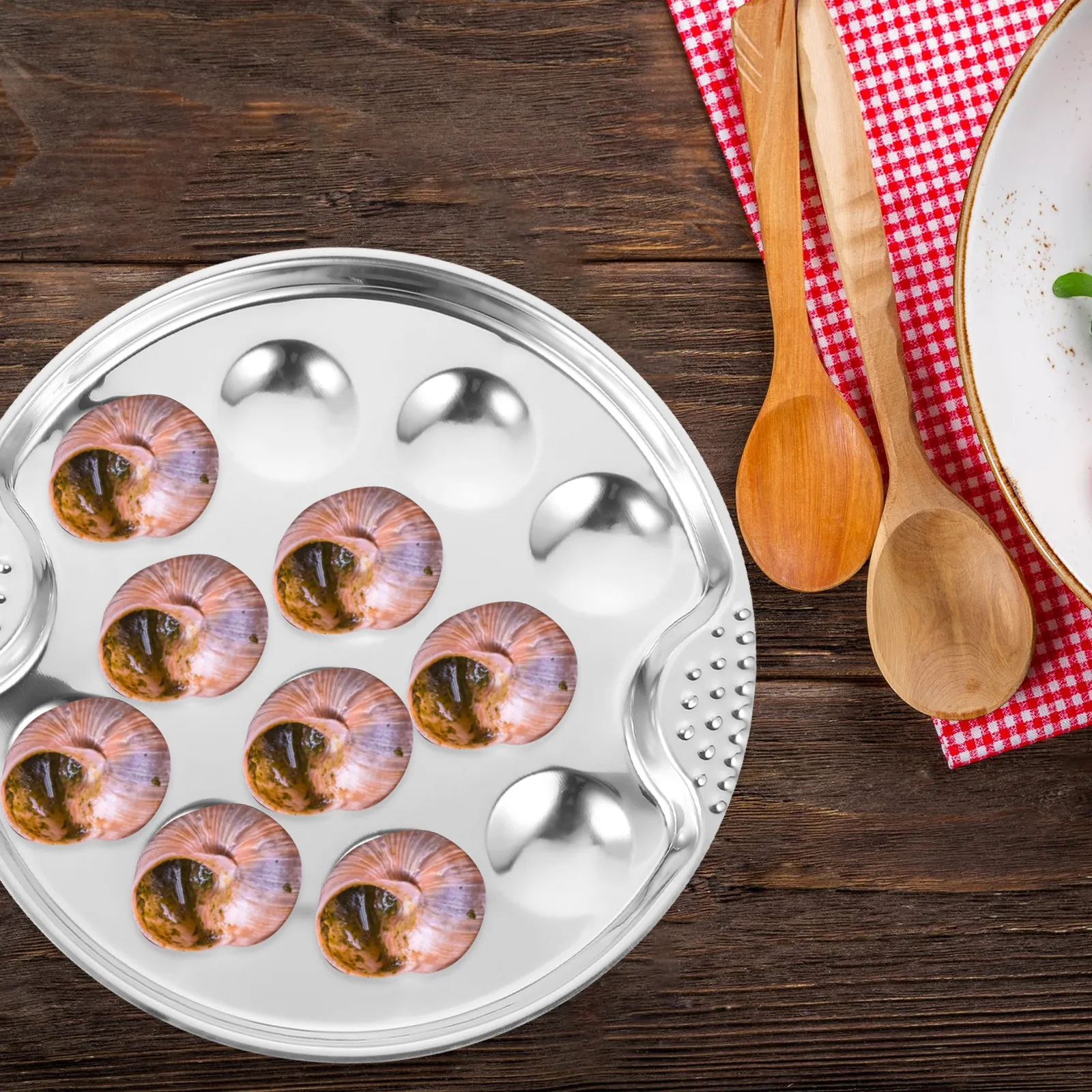 Stainless Steel Snail Plate 12-Compartment Oven Safe Stackable Escargot Dish for Home Restaurant Use Sushi Eggs