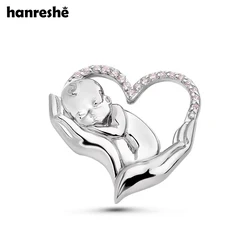 Hanreshe Obstetrics Baby Brooch Pins Inlaid Crystal Silver Plated Lapel Badge Jewelry for Doctor Nurse Women