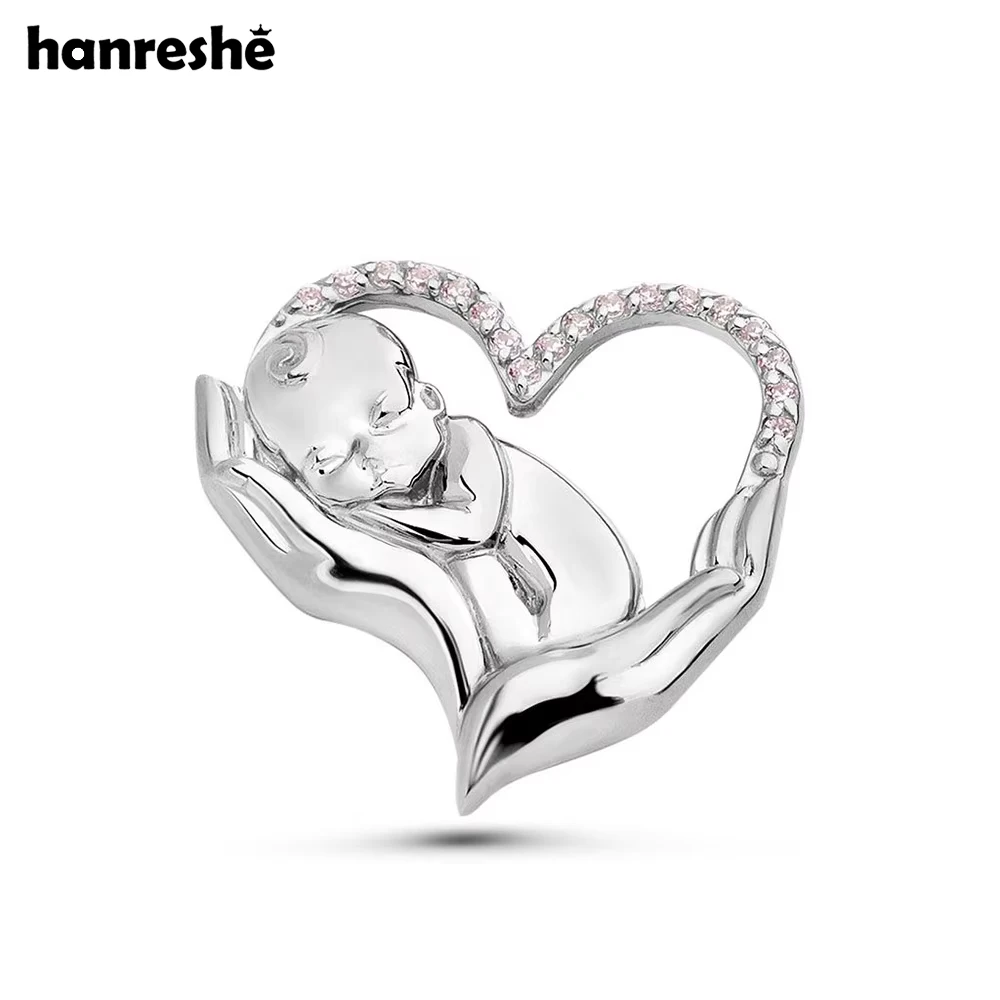 Hanreshe Obstetrics Baby Brooch Pins Inlaid Crystal Silver Plated Lapel Badge Jewelry for Doctor Nurse Women
