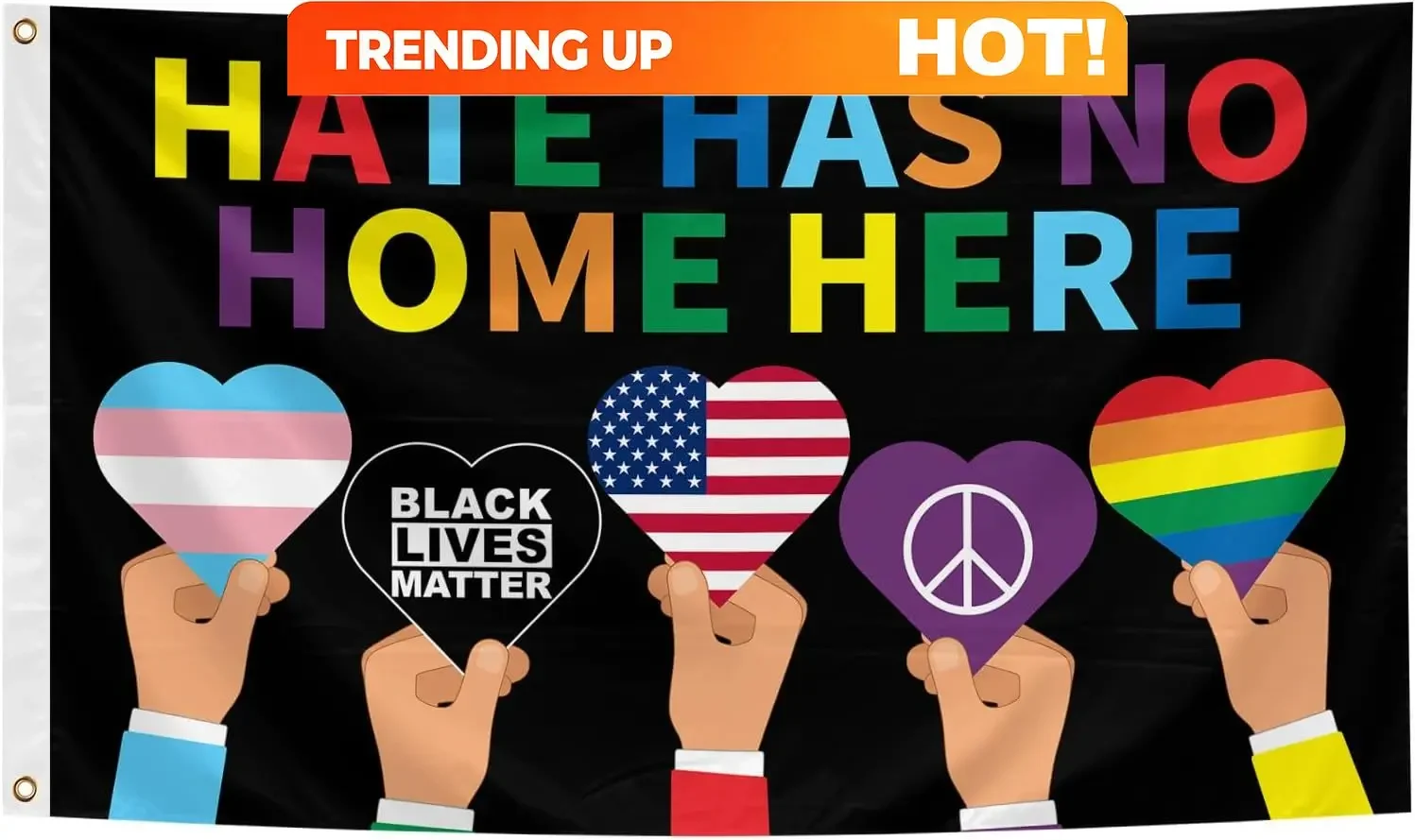 Customization Hate Has No Home Here Flag 3x5 Ft - Pride Flags Human Rights Justice Banner For Indoor Outdoor Garden Party Decora