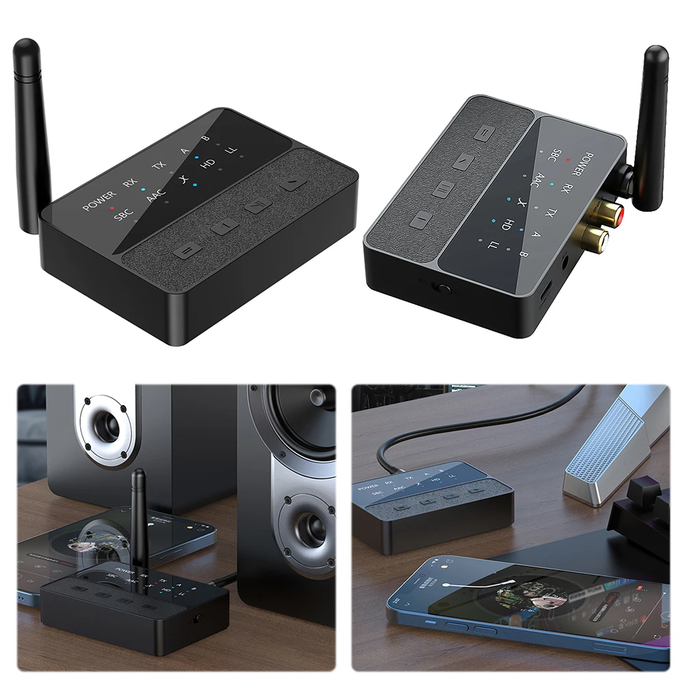Bluetooth-совместимый аудиоадаптер 5,3 APTX/HD/LL 3,5 мм AUX/RCA 2 в 1, беспроводной стереоприемник-передатчик для ТВ, домашней стереосистемы