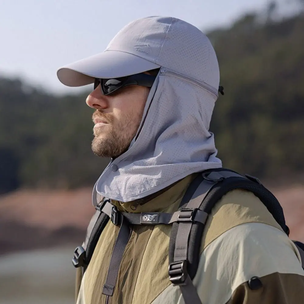 Sun Protection Waterproof Sun Hat Quick Drying Wide Brim Fishing Baseball Cap Breathable Detachable Shawl Beach Cap Outdoors