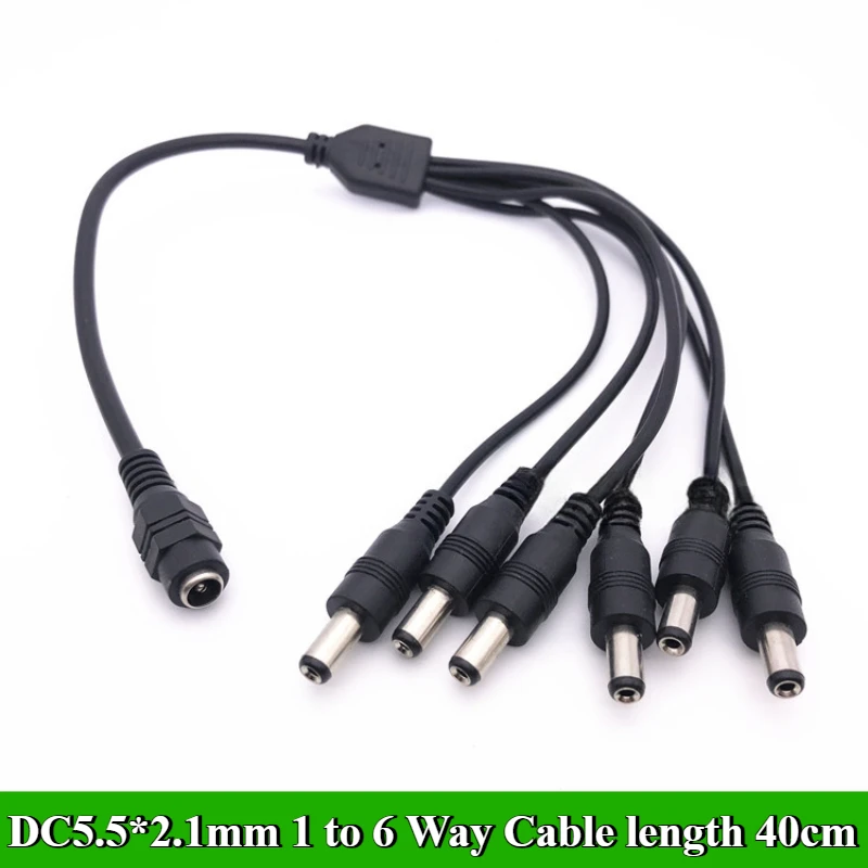 DC5.5 * 2,1mm 1 a 2/3/4/5/6/8 vías Cable divisor de corriente CC 5V 12V Cable conector adaptador de corriente para tira de luces LED cámara CCTV