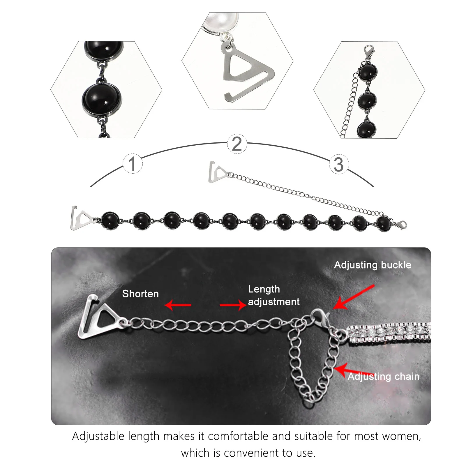 

2 Pairs Pearl Shoulder Straps Women Wedding Anti-Slip Bra Strap Garter Bra for Dress Sweet Rhinestone Non Slip