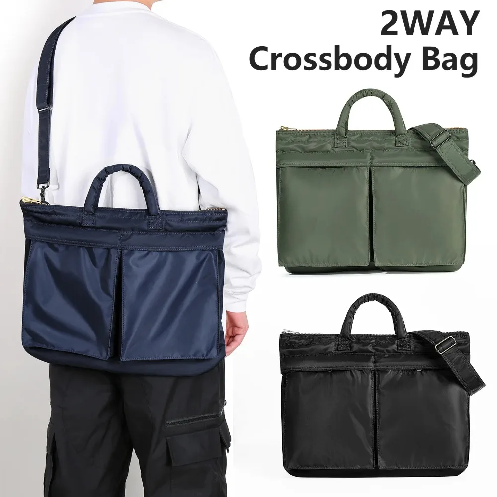 Luxury Tanker Short Helmet Bag Men Women 2‑Way Hand Crossbody Tote Bag Water Resistant Nylon Laptop Handbag for Office Business