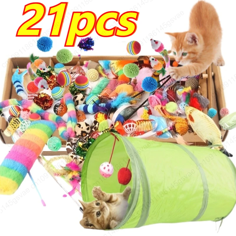conjunto-de-brinquedos-interativos-para-gatos-21-14-pecas-variedade-de-brinquedos-para-gatos-com-rato-de-sisal-e-bola-com-sino