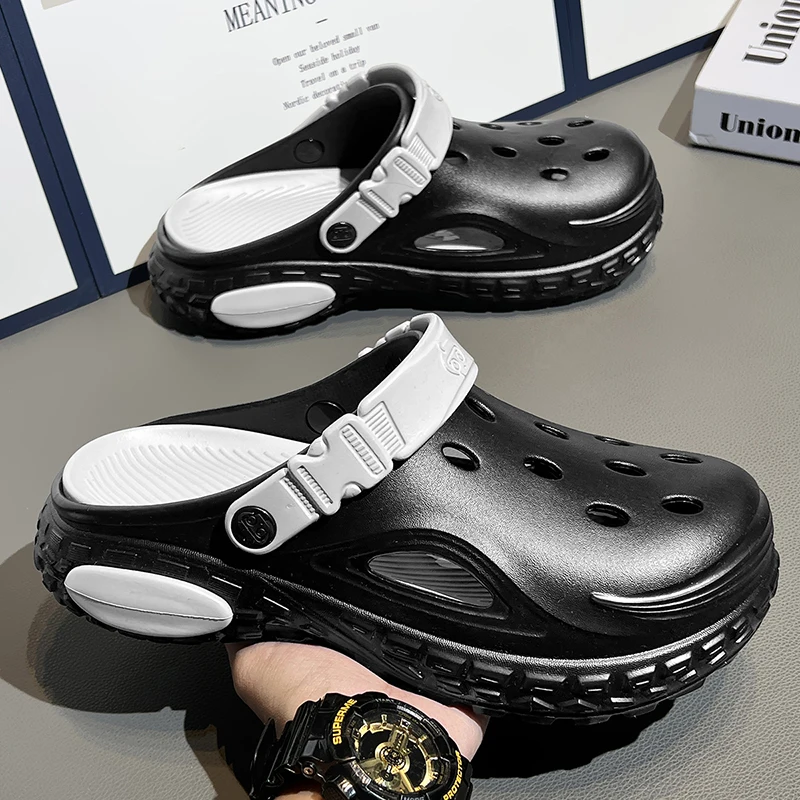 Summer Men's Thick Soled Non-Slip Breathable Toe-Cap Sandals Casual Beach Slippers