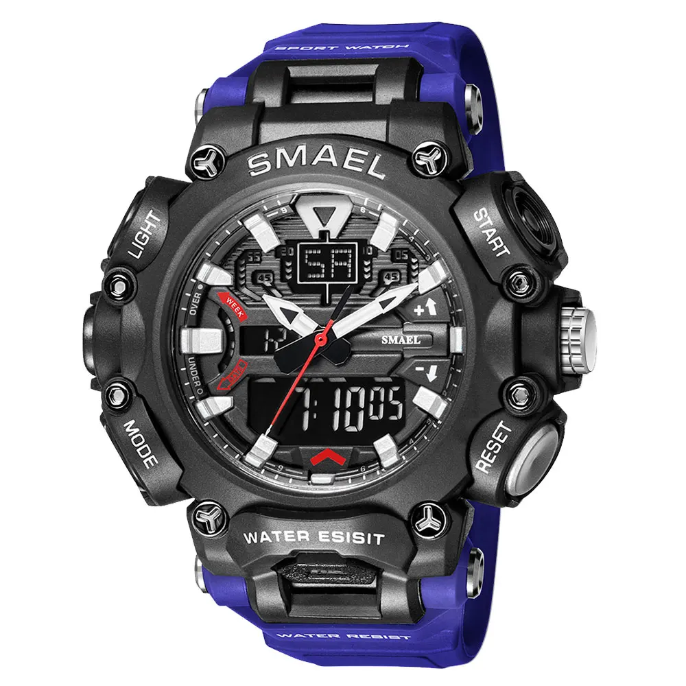 

Smael Dual Time Led Digital Watch For Men 50m Waterproof Chronograph Quartz Watches Orange Military Sport Electronic Wristwatch