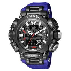 Smael Dual Time Led Digital Watch For Men 50m Waterproof Chronograph Quartz Watches Orange Military Sport Electronic Wristwatch