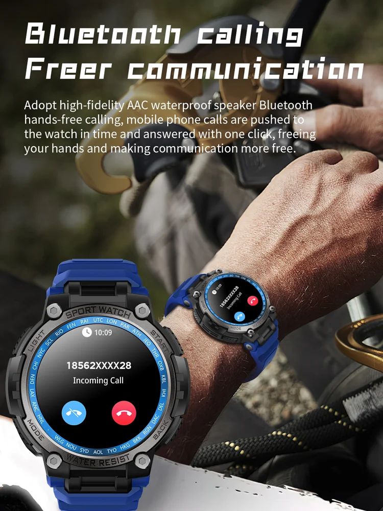 Time Owner New 1.53” LCD Smartwatch HD Bluetooth call Sports Watch Outdoor Compass Altimeter Travel pedometer Smart Watch