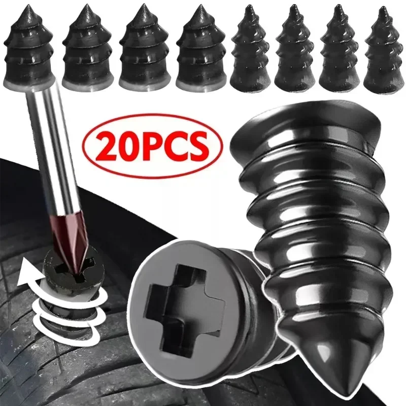 10/20/30PCS Car Vacuum Puncture Nails Rubbers Tapping Screws for Automotive Motorcycle Truck Bus and Agricultural Tyre Patching