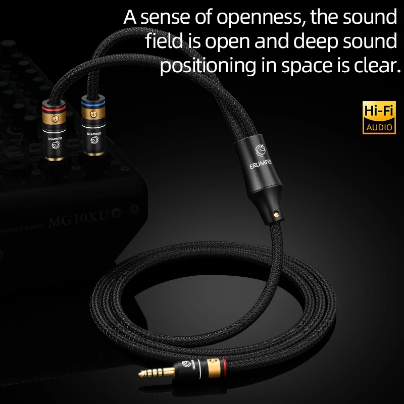 6N OCC HiFi 4.4mm to Dual 6.5mm Audio Cable Gold Plated Plug Balanced 4.4 Jack to Dual 6.5 TRS Audio Signal Amplifie Cable