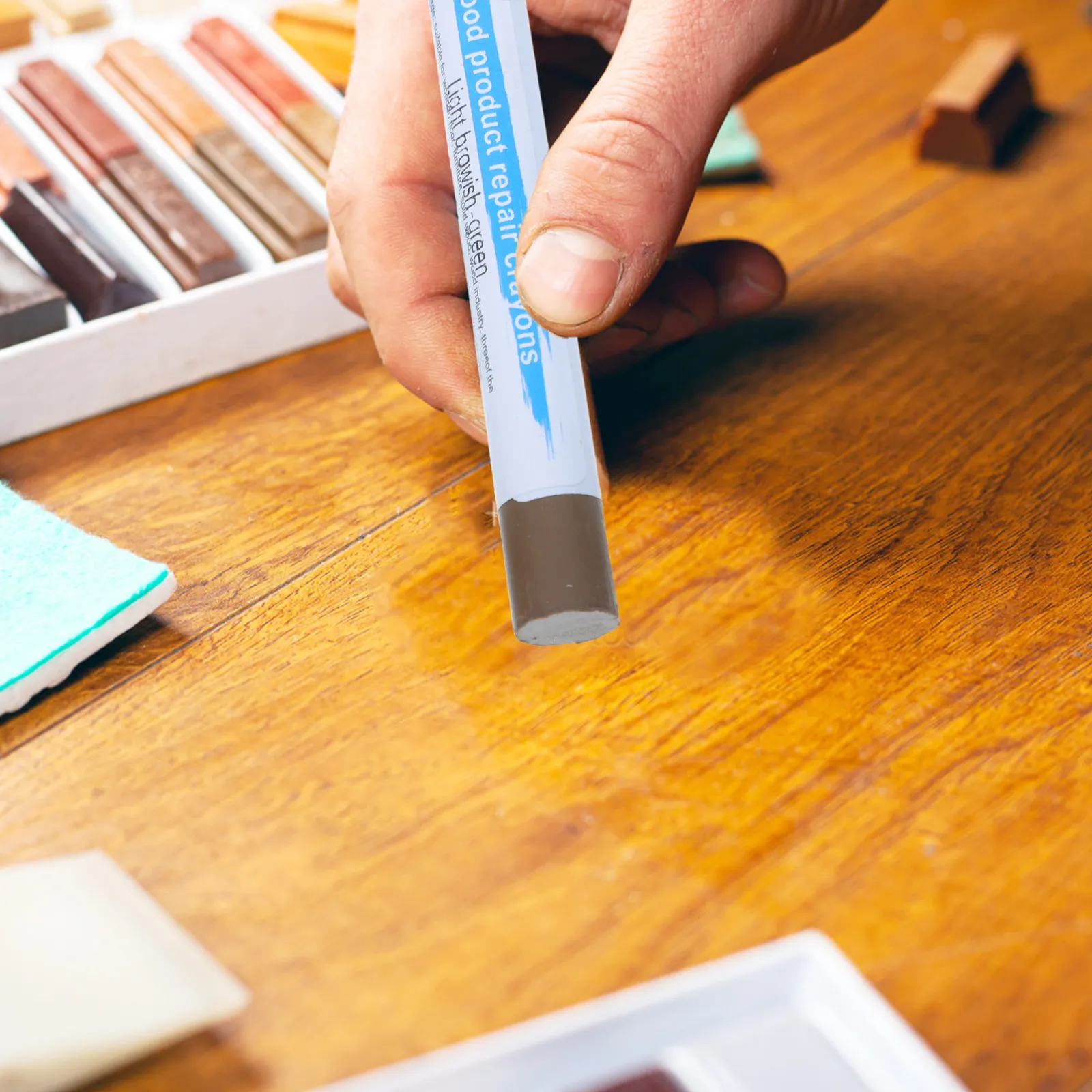 20Pcs Wood Repair Crayons Furniture Scratch Repair for Cabinets Floors Tables Wood Grain Touch Up Cabinet Touch Up Pen