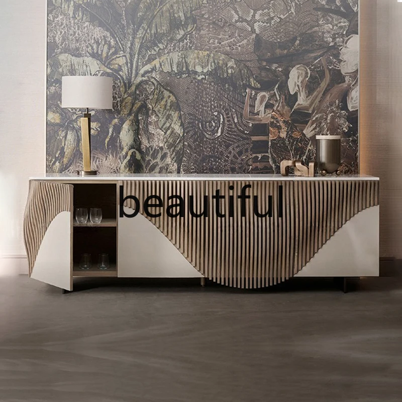 Italian style, solid wood dining side cabinet, villa living room against the wall to store storage, simple entrance cabinet