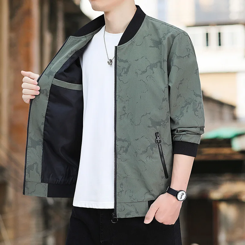 

Spring And Autumn Casual Jacket Men's New Breathable Zipper Cardigan Loose Baseball Collar Jacket Top