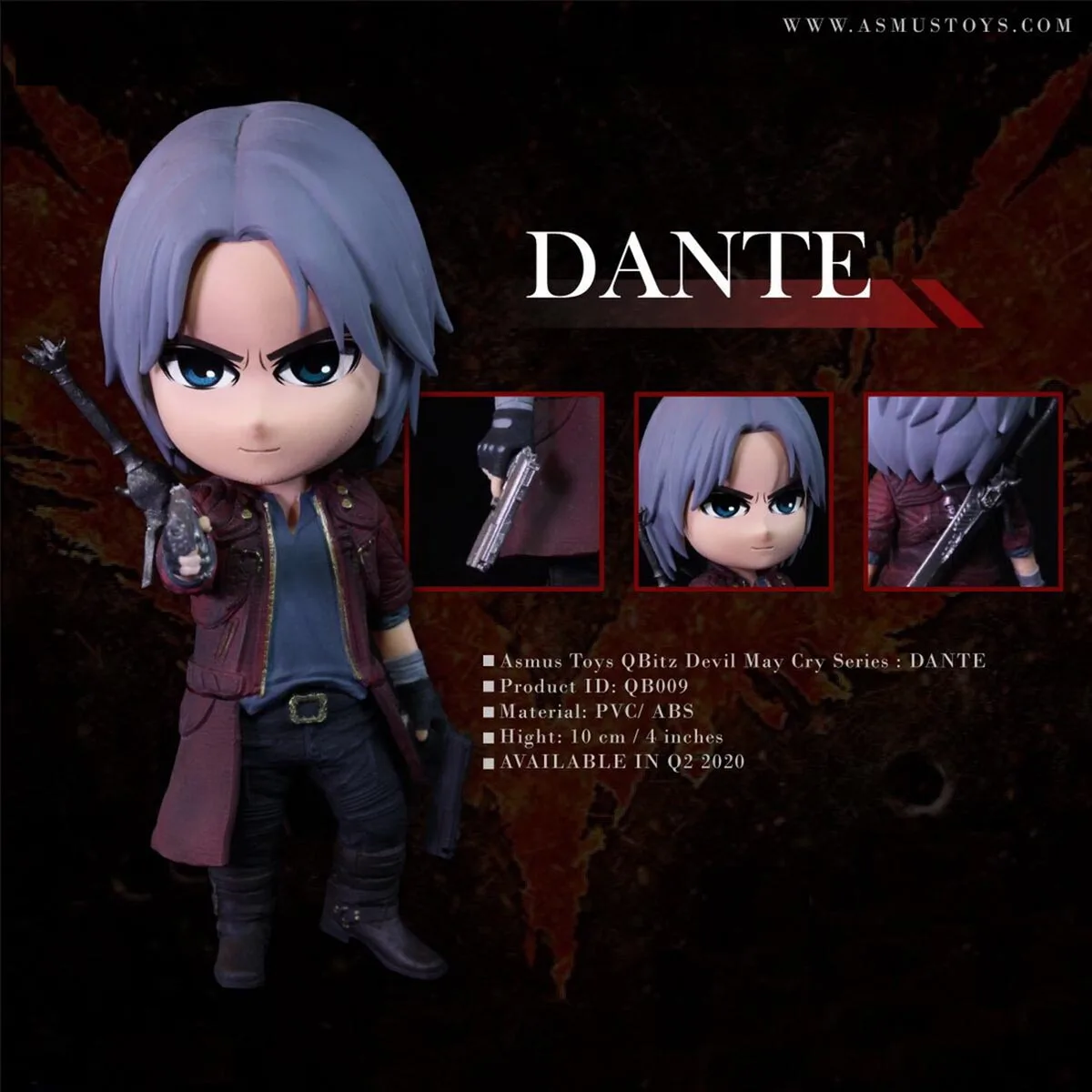 Original Asmus Toys QB007 8 9 10 Dante Vergil Nero V The Mysterious One Q Version 4 Inch Action Figure Toy Model 10cm Gift