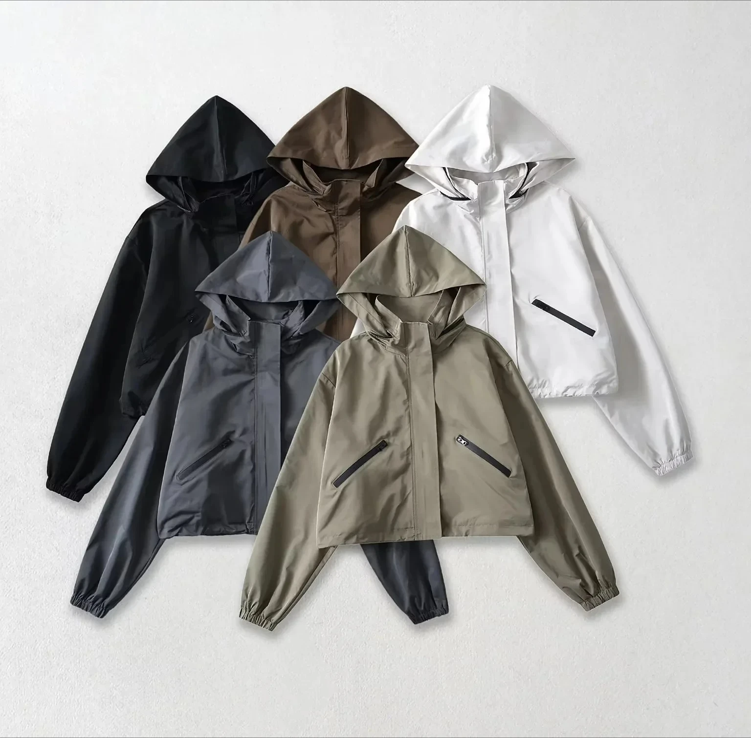 

Женская повседневная куртка с капюшоном, короткая длина, свободная ветровка, верхняя одежда, дизайн, ниша, осенний универсальный кардиган