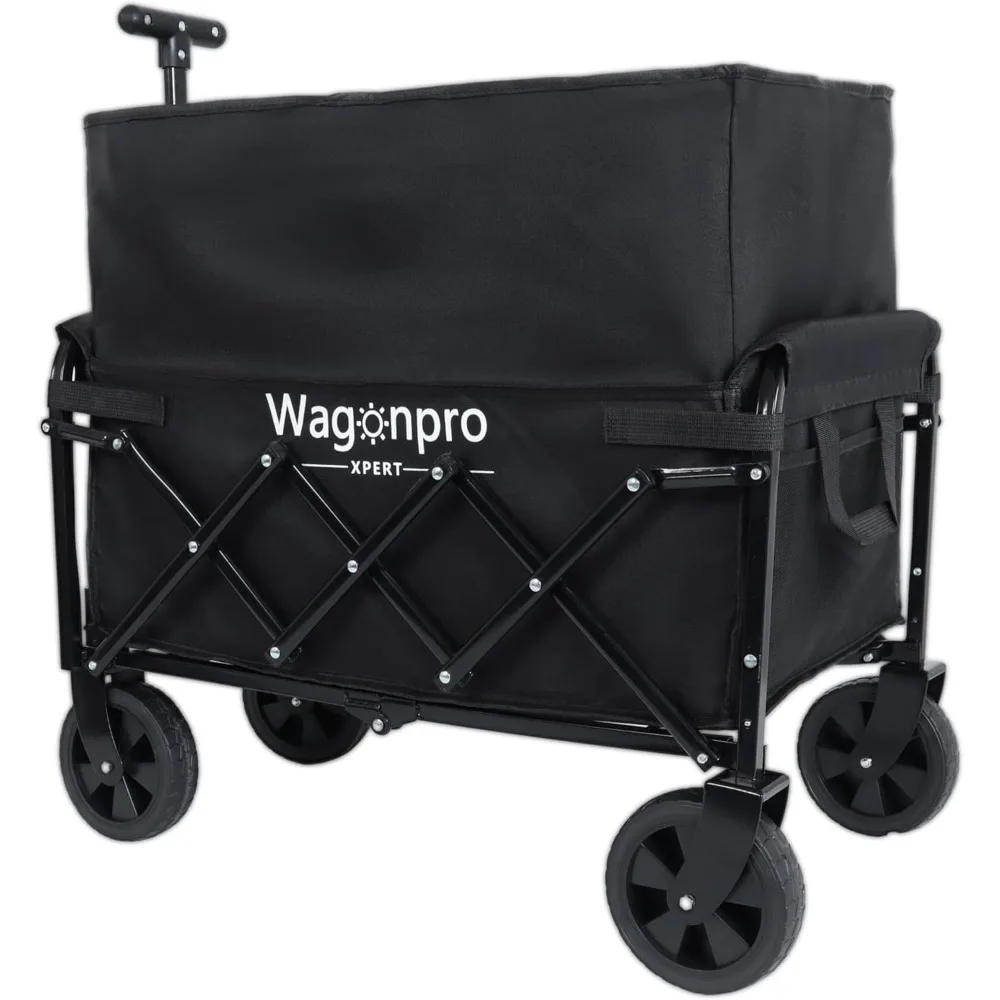 "double-deck folding trolley: 100% more storage for outdoor adventures and errands"