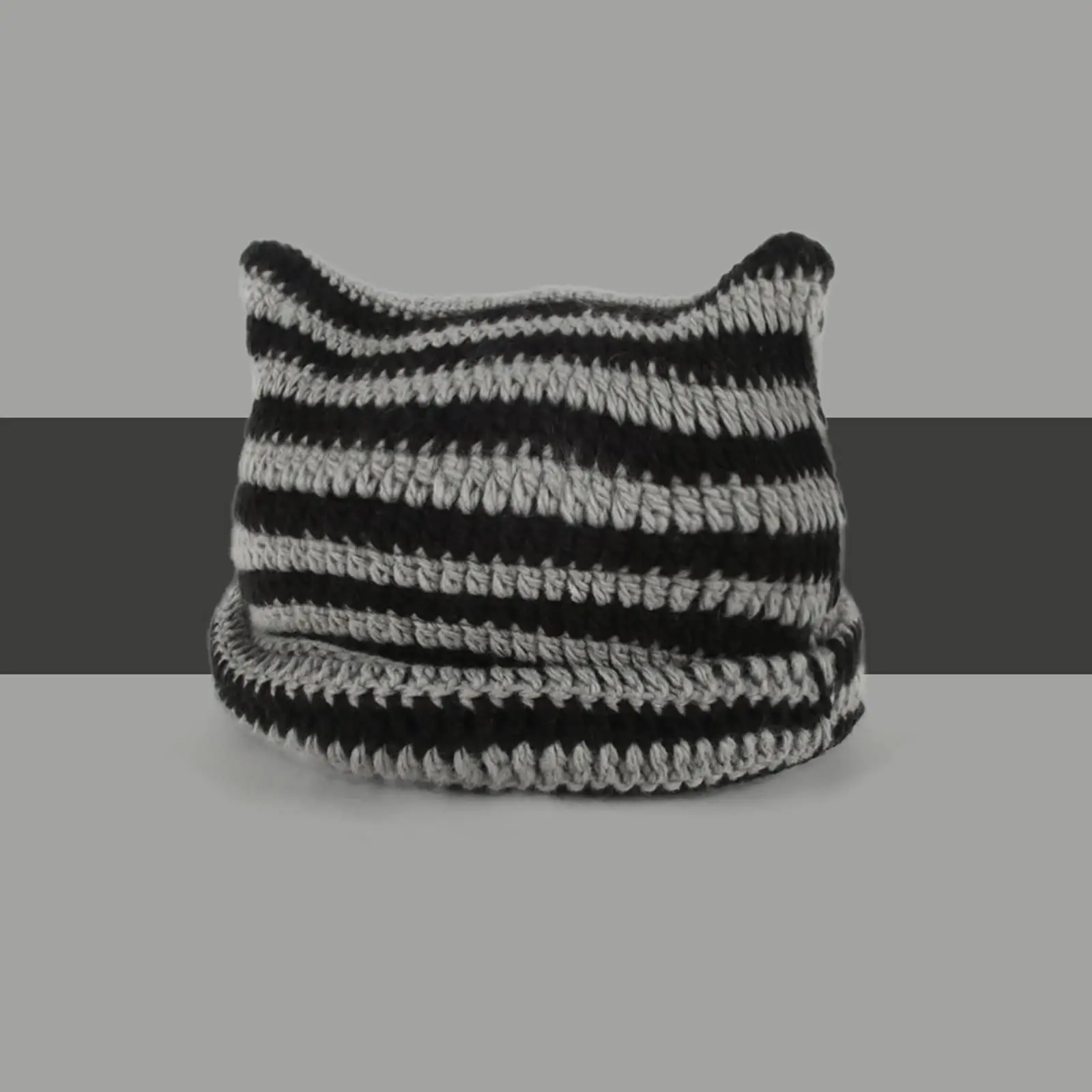 Gorro de gato para mujer, gorros de ganchillo con orejas tejidos, gorro elástico cálido para invierno, disfraz de Cosplay holgado para niños, niñas y adultos