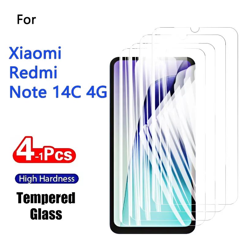 1-4pcs Screen Protectors For Redmi 14C 4G 14 C Tempered Glass Crystal High Aluminum Anti Scratch Case Friendly 6.88