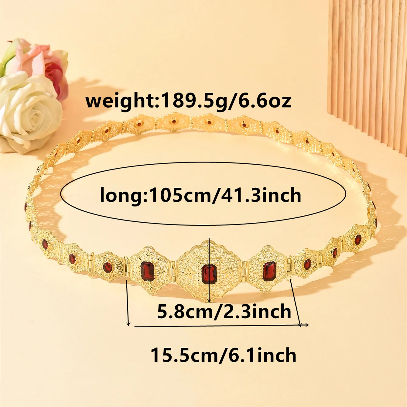 فستان زفاف كريستال ذهبي اللون على شكل زهرة الخصر سلسلة الجزائر مجوهرات للجسم مجوهرات العروس المغربية الأنيقة #6