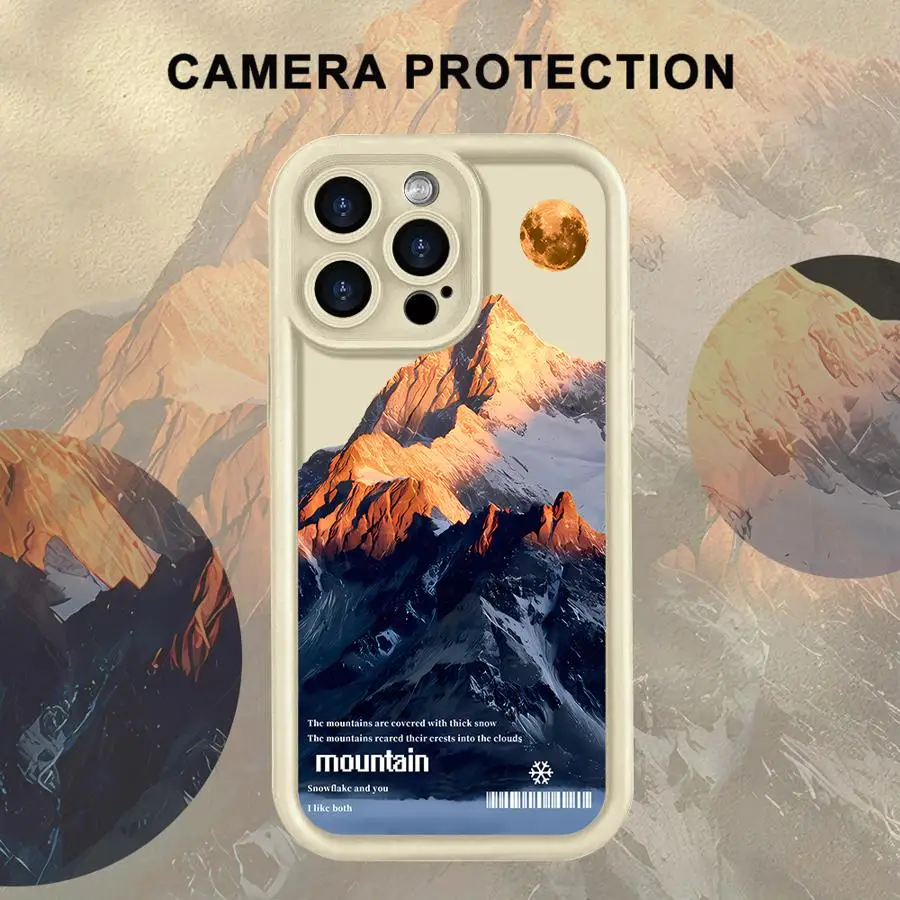 

Soft Cover Phone Case for iPhone 17 Air XS Max 13 12 11 Pro Max XR 16e 15 16 14 Plus Sun Landscape Mountains