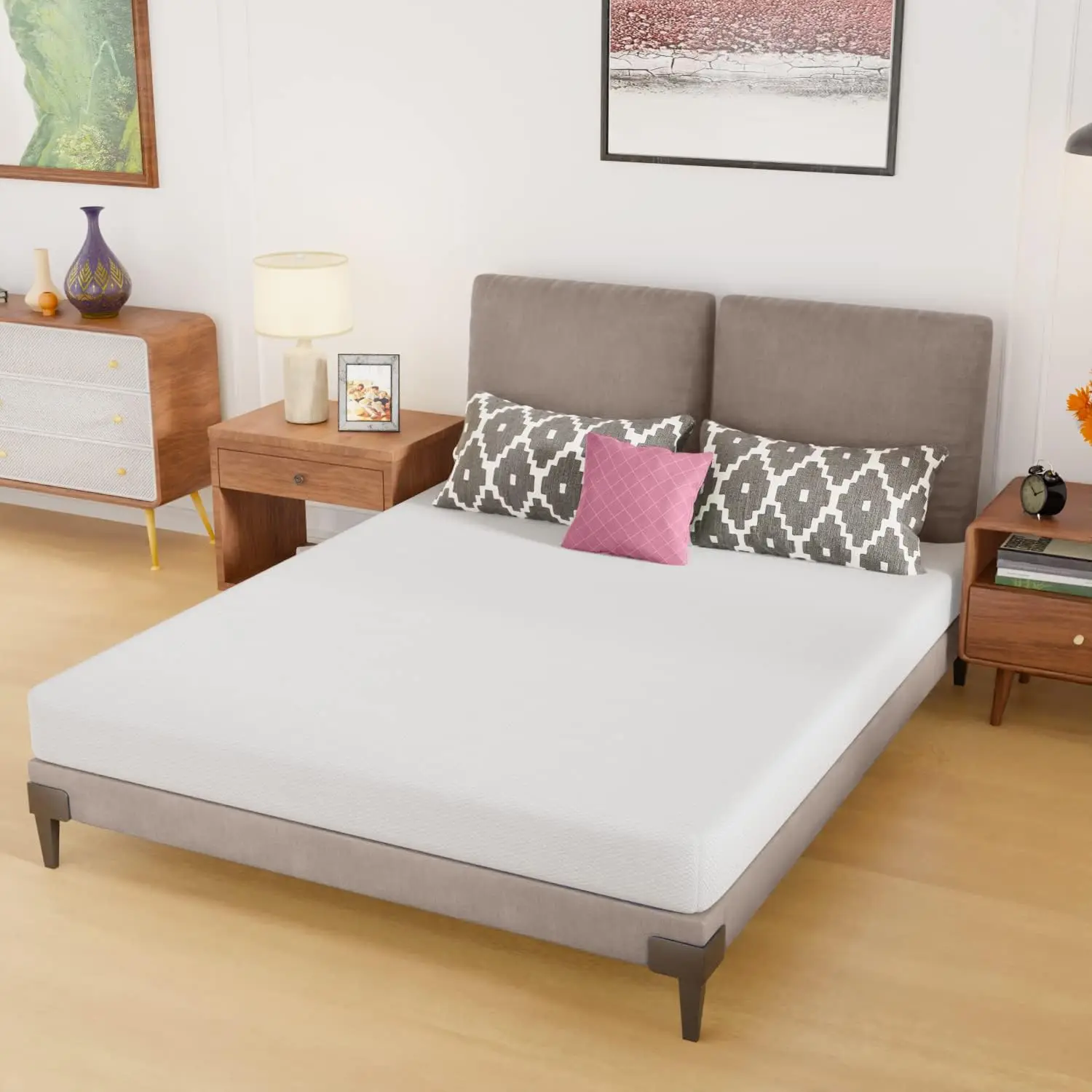 Queen Size Mattress,6 Inch Gel Memory Foam Mattress in a Box,Medium-Firm,Pressure Relief&Temperature Regulation,CertiPUR-US Cert