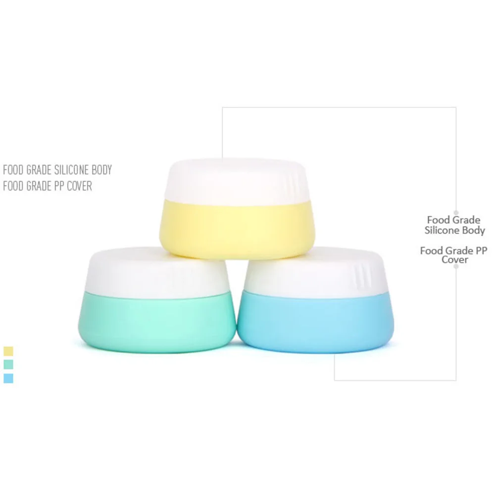 3 szt. Silikonowe pojemniki 20 ml, szczelne słoiczki na krem, idealne w podróży do przechowywania balsamów, szamponów, kremów, pudrów i przypraw.