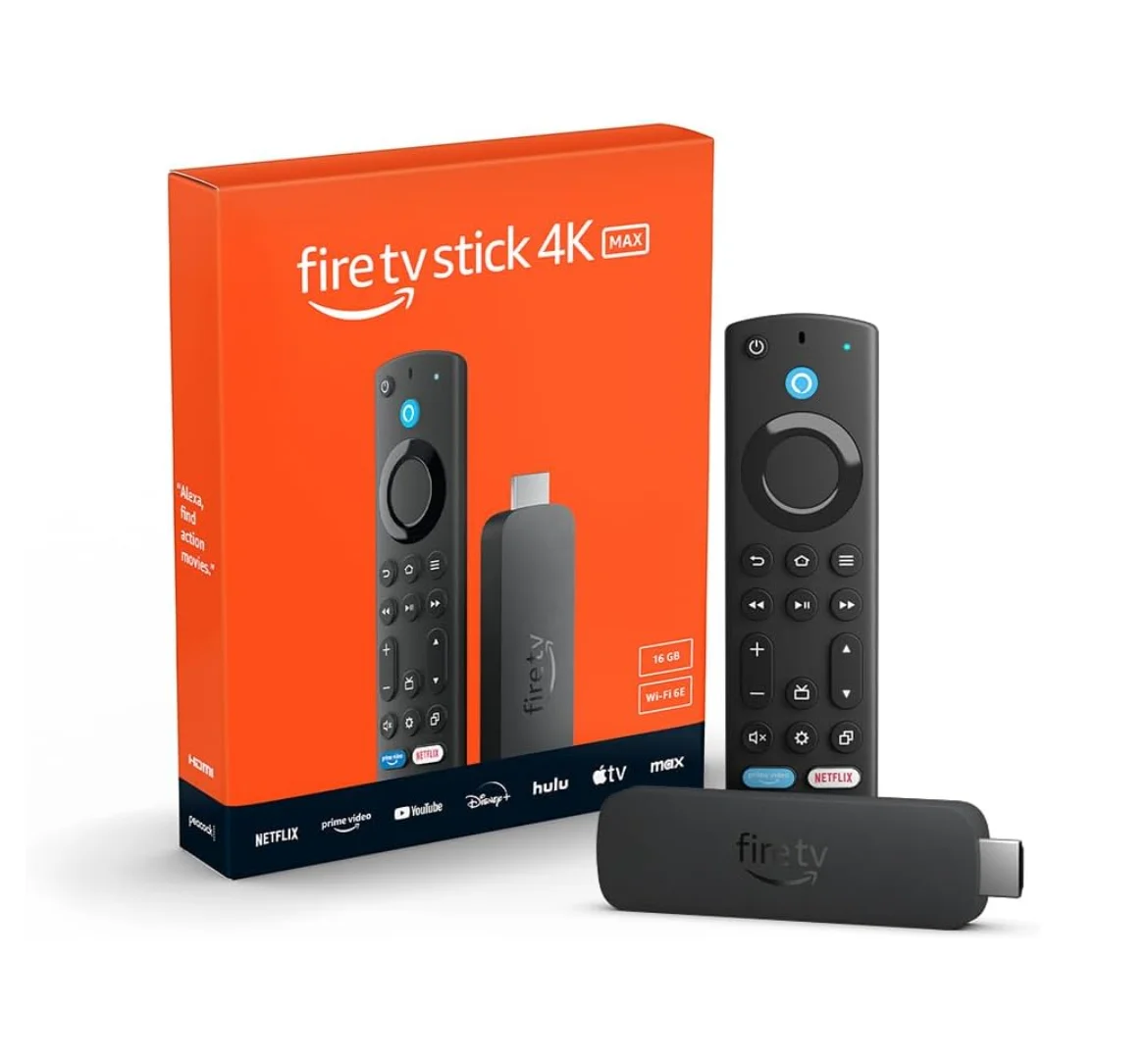 All-New Amazon Fire TV 4K MAX, Android TV Box, Netflix 4K Streaming stick with wifi 6E.16GB Storage (Without Batteries)