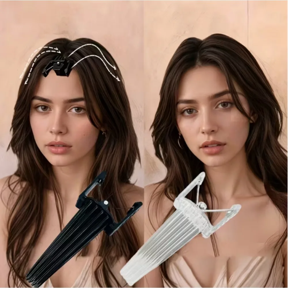 مشابك شعر تكثيف الجذر أداة تصفيف بلاستيكية للغرة والملمس خالية من الحرارة لرفع فوري لجميع أنواع الشعر باللون الأسود الاحترافي #4