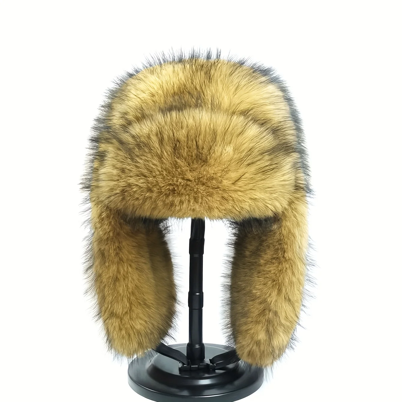 Vintage Faux Fur Ushanka - Warm Ear Flap Hat for Skiing, Hiking & Daily Use. Durable & Classic Style with Hook-and-Loop Closure.