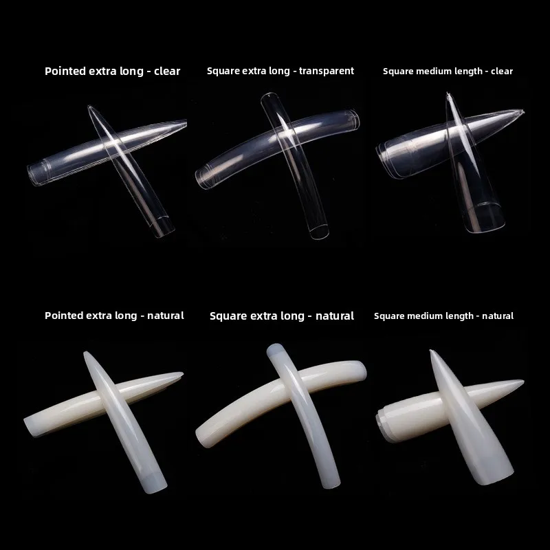 Nail Tools Stiletto Nail Tips Extra Long Shape Clear Half Cover False Nail Art Tips 10/12Pcs