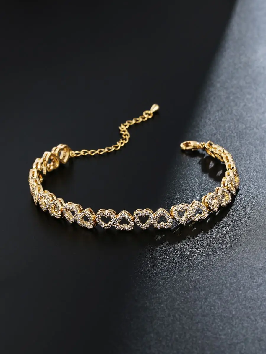 1 pulsera glamurosa con decoración de corazón de circonia cúbica para mujer, regalo para San Valentín, mamá, día de la madre