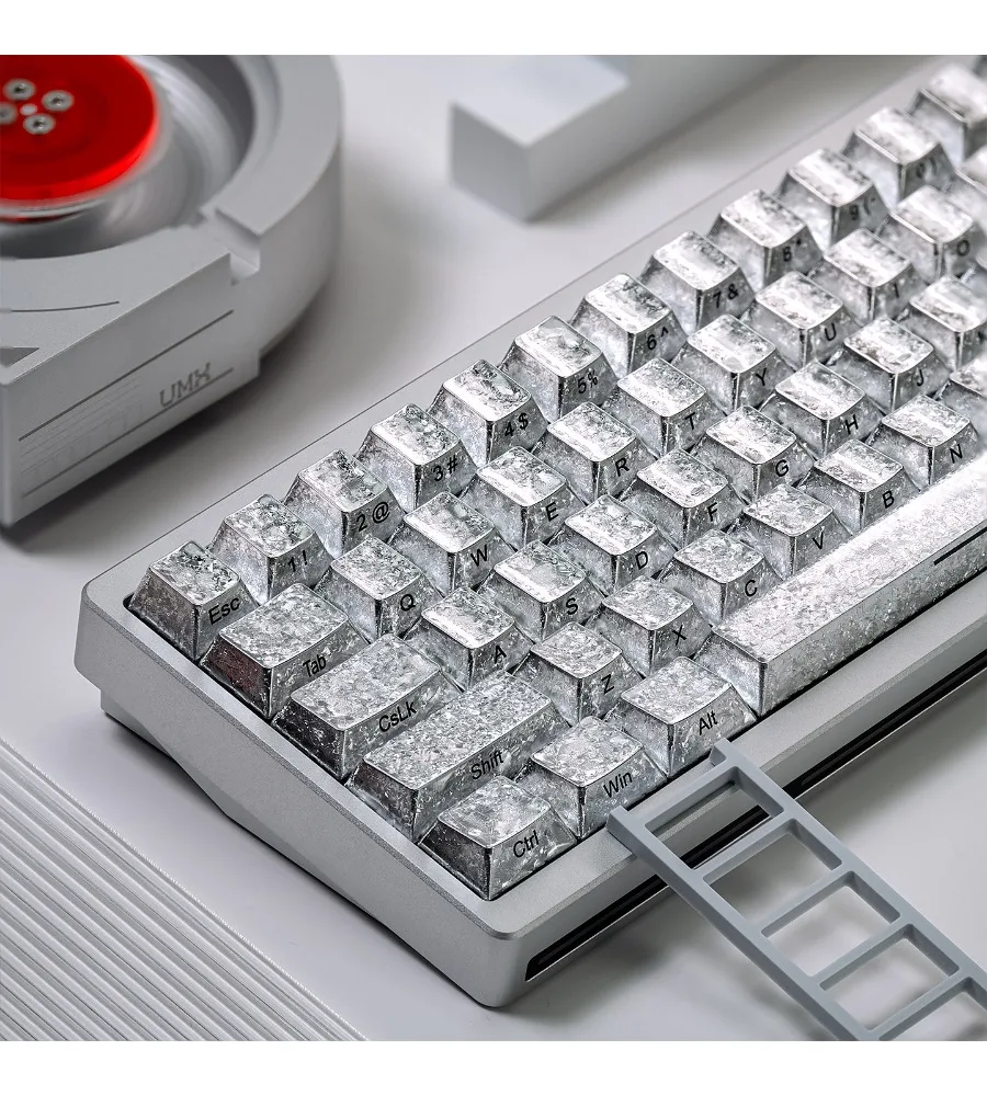 Keycap 87 Keys Customized Keyboard PBT Sublimation Original Frost Silver/Gold/Red Ice Crack Metallic Paint Side Engraving