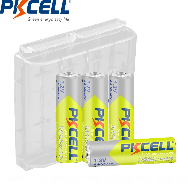 4PC PKCELL 1.2V AA akumulatory 2600mAh Ni-MH AA akumulator do zabawka samochód z aparatem i opakowanie na baterie AA