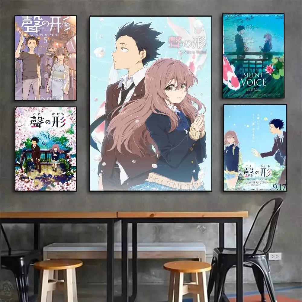 Anime S-Silent Voice Poster Wall Art Sticker For Living Room Bedroom Bar Home Decor Mural Painting Decoration