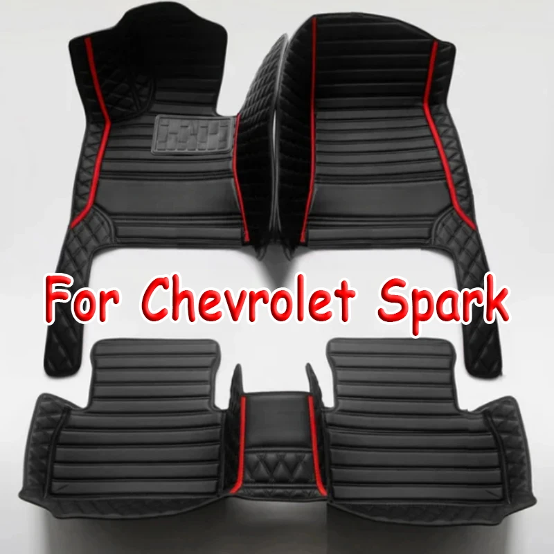 Car Floor Mats For Chevrolet Holden Spark M400 2001~2007 Leather Mat Non-slip Anti-dirt Pad Carpets Leather Mat Car Accessories