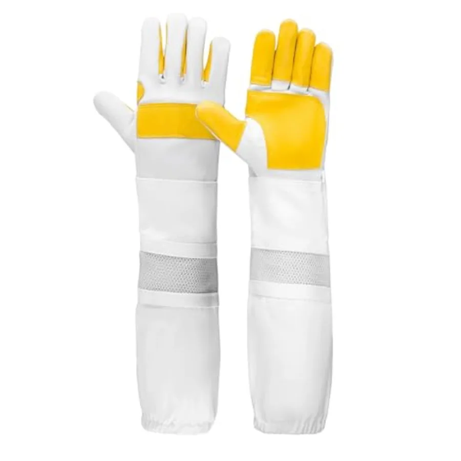 

Beekeeping Gloves - Protective Beekeeper Gloves with Mesh Ventilated Cuff Sleeve for Outdoor Activities