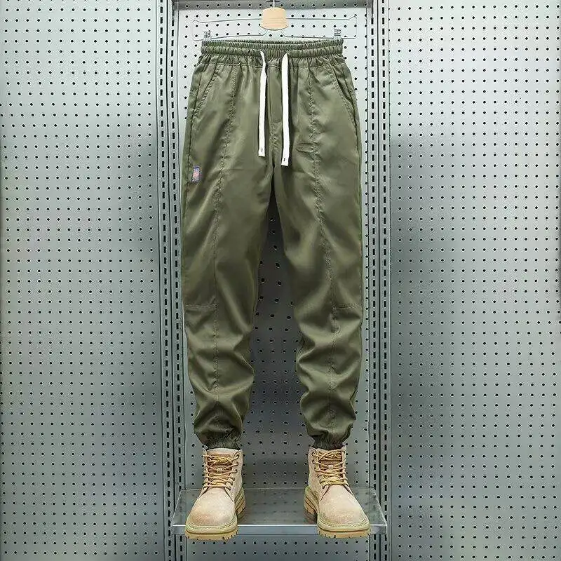 

Мужские брюки свободного кроя в американском стиле для работы, весна-осень, новые модные брендовые спортивные брюки с манжетами, молодежные, для активного образа жизни