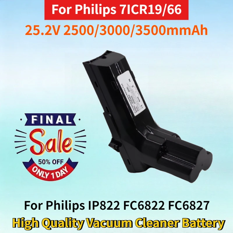 New 25.2V 2500/3000/3500mmAh Rechargeable Battery for Philips 7ICR19/66 IP822 FC6822 FC6827 High Quality Vacuum Cleaner Battery