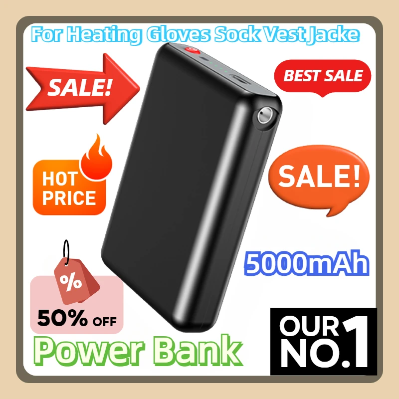 For Heating Gloves Sock Vest Jacket 5000mAh Portable Power Bank  Mini Portable Charger External Battery Pack