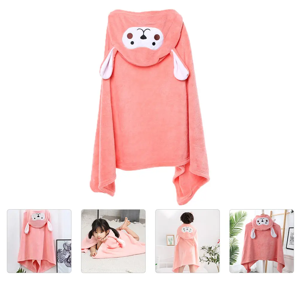 

Coral Fleece Kid Child Bathing Cloak Soft Skin-Friendly Water-Absorbent Cartoon Pattern For Baby Children Pink Hooded Child Bath