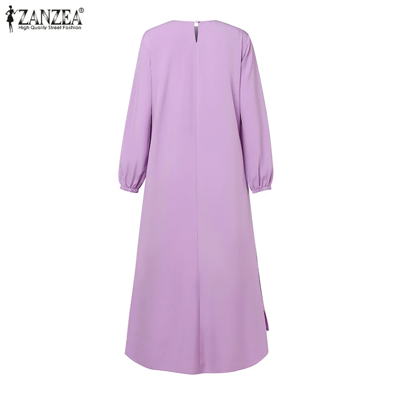 Jesień Eleganckie sukienki z falbankami ZANZEA Muslim Turkey Abaya Hidżab Sundress Robe Femme Długi rękaw Loose Vestidos Kaftan 2024