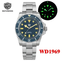 Watchdives WD1969 41mm Diver Watch Japan NH35 Automatic Domed Sapphire Crystal 300M Waterproof C3 Luminous Retro Wristwatch