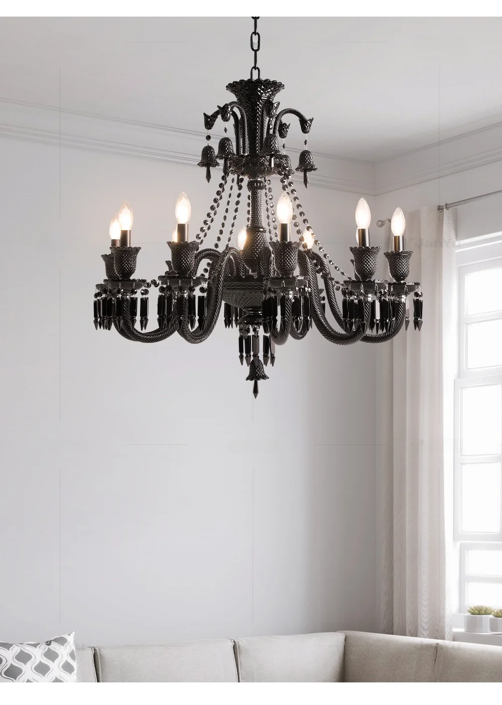 Luxury Black Crystal Chandelier Lighting Villa Hotel Chandeliers Luxurious Living Room Dining Room Lamp Household Light