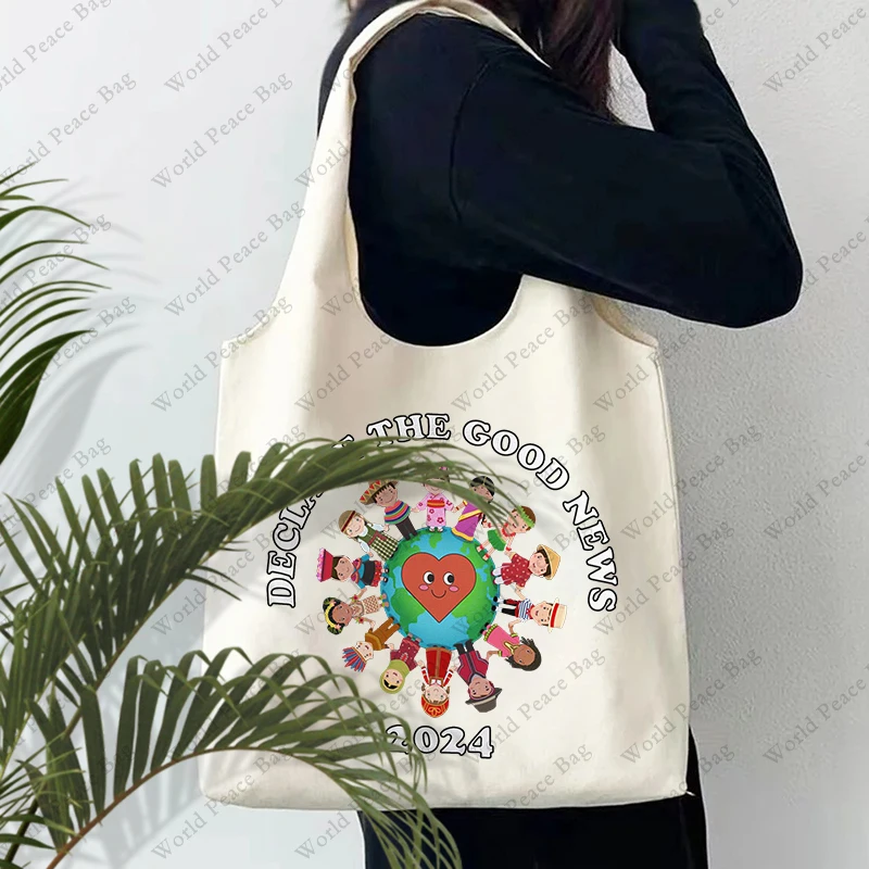 1 pc Declare The Good News 2024 JW Convention Jehovah's Witnesses pattern Tote Bag Literature Shoulder Bag Girl Book Bag