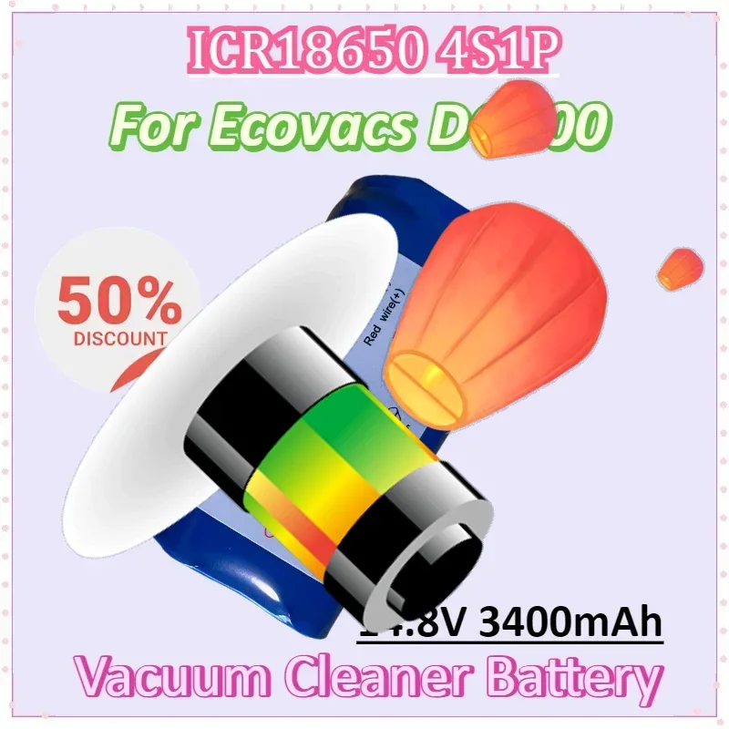 

INR18650 M26-4S2P 14.8V 3400mAh for Ecovacs DG500 Robot Vacuum Cleaner Rechargeable Lithium Battery Pack Accessories