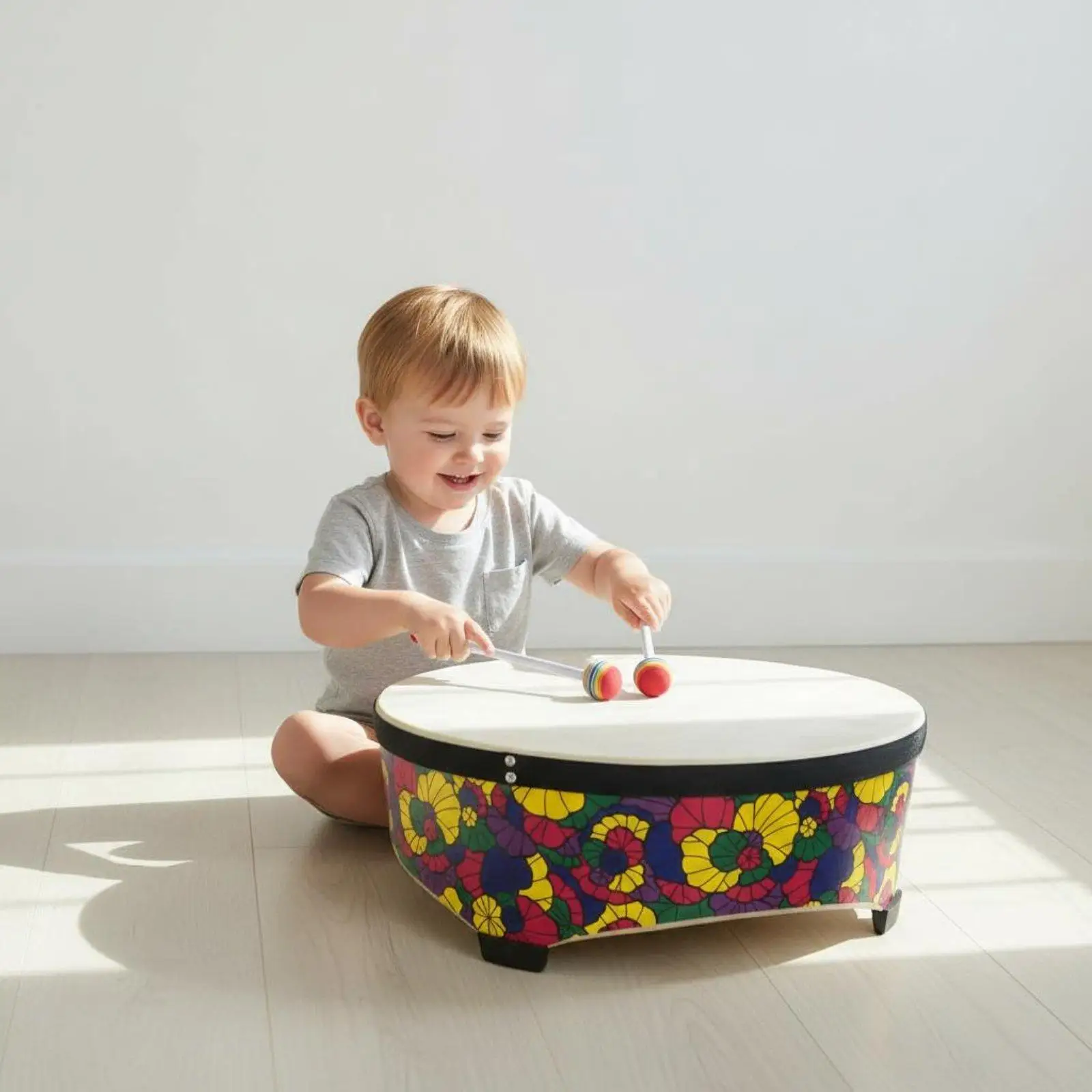 Children Percussion Drum Wooden Floor Music Instrument Robust Design for Teamwork Music Event and Learning Center