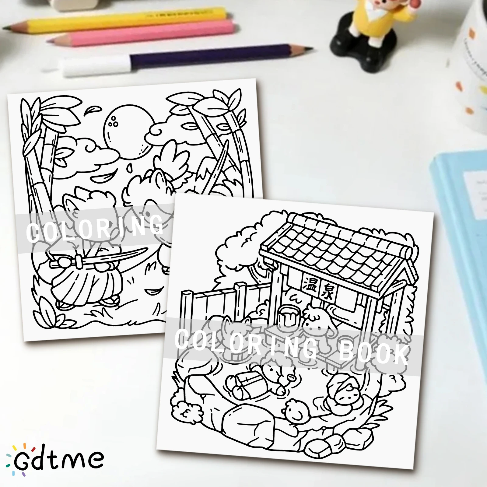 Japan Moment Malbuch für Erwachsene mit einfachen Cartoon-Mustern zur Entspannung, DIY Mal- und Zeichenbücher – Detail 5