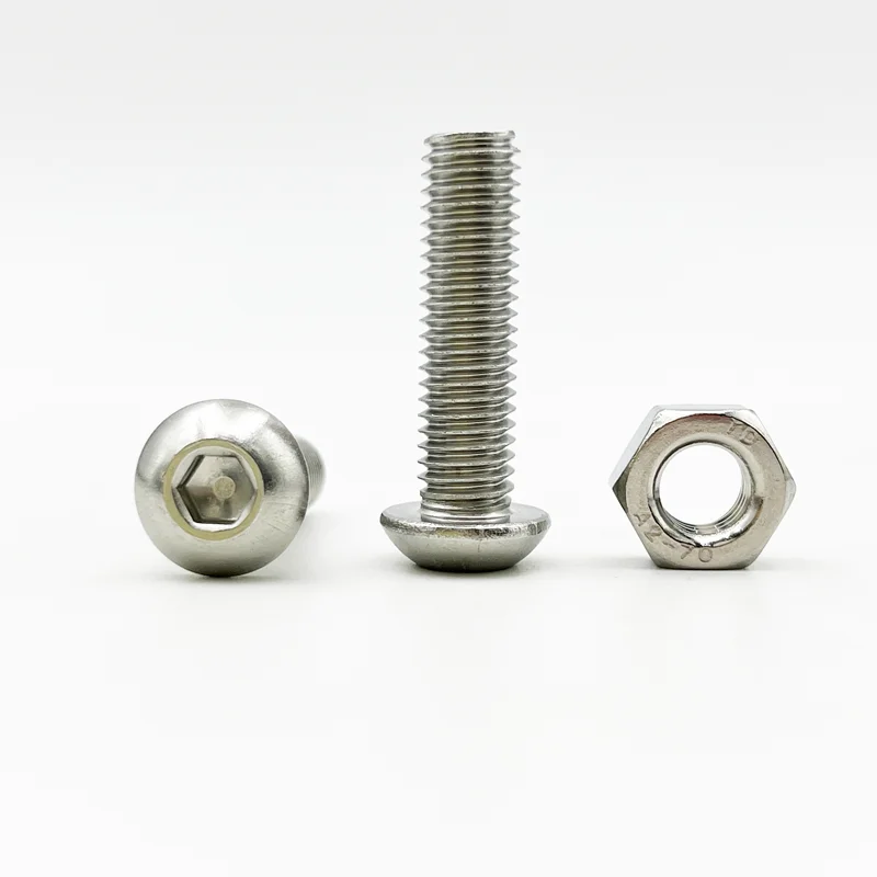 M2 M3 M4 M5 M6 Hex Button Socket Head Cap Bolt and Nut Set 304 Stainless Steel Hexagon Hex Socket Button Head Screw Assortment